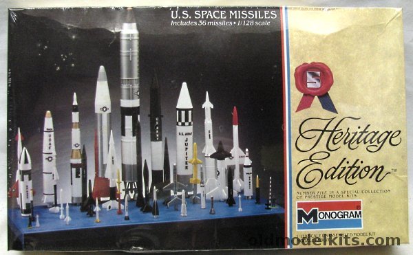 Monogram 1/128 US Space Missiles Heritage Issue -Titan II - Atlas - Minuteman II - Thor - Hound Dog - Corporal - Nike Hercules - Sergeant - Nike Ajax - Poseidon - Honest John - Terrier - La Crosse - ASROC - Rat - Sparrow - Bullpup - Falcon - Redstone - Jupiter - Spartan, 6055 plastic model kit